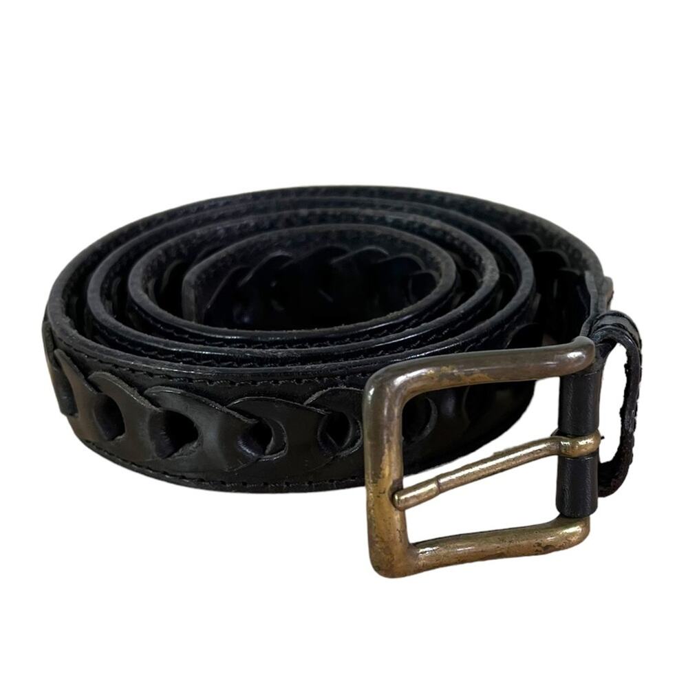 Dockers Belt Womens Size:38 Black Genuine Leather Solid Brass Buckle